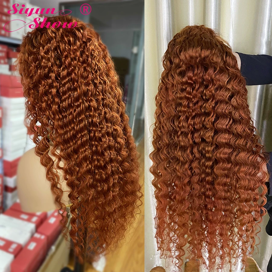 Передний парик Siyun Show Ginger Lace Бразильские глубокие волны HD прозрачные передние