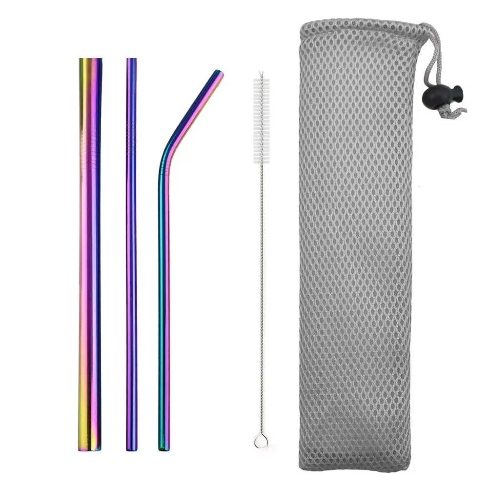 5 шт./компл. Радуга соломинки многократного использования 304 Нержавеющая сталь