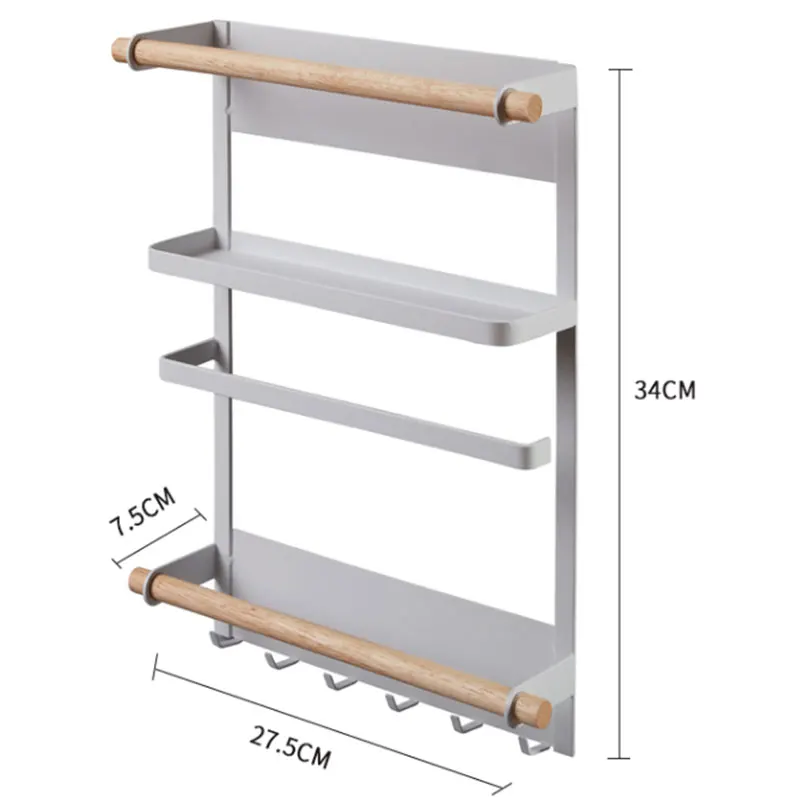 

Magnet Fridge Shelf Rack Paper Towel Roll Holder Magnetic Storage Rack Spice Hang Rack Decorative Metal Shelf Kitchen Organizer
