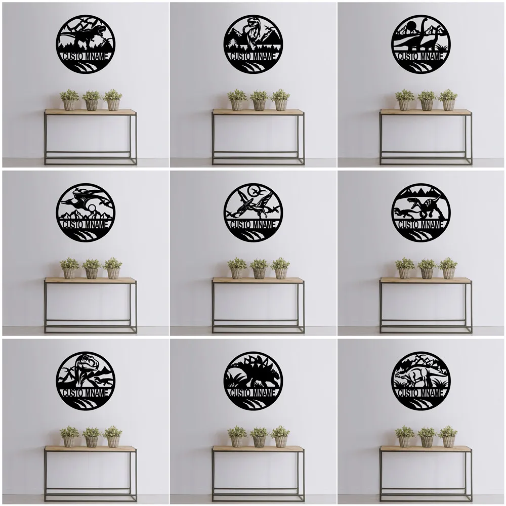 

Personalized Dinosaur Metal Sign Art Custom First Name Wall Decoration Brontosuarus Pteradacty RAPTOR STEGASAURUS Tricerotop