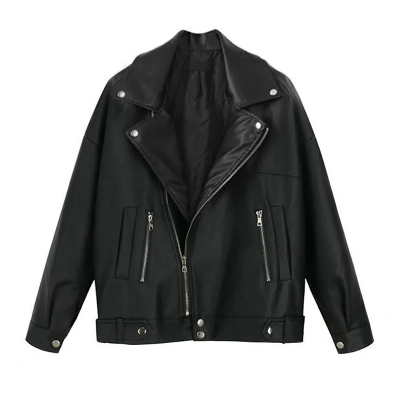 

Leather Jacket Women 2022 New Spring And Autumn Jacket Women's Clothing Loose Wild Women's Motorcycle Leather Coat
