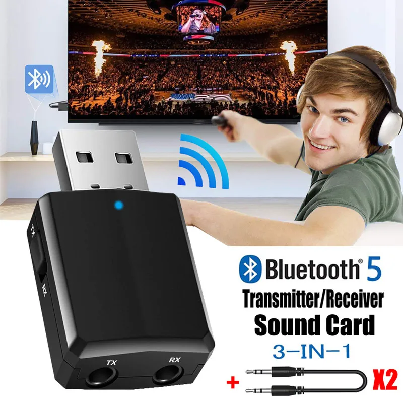 USB Bluetooth 5 0 передатчик 3 в 1 EDR беспроводной адаптер ключ мм AUX для ТВ автомобиля ПК