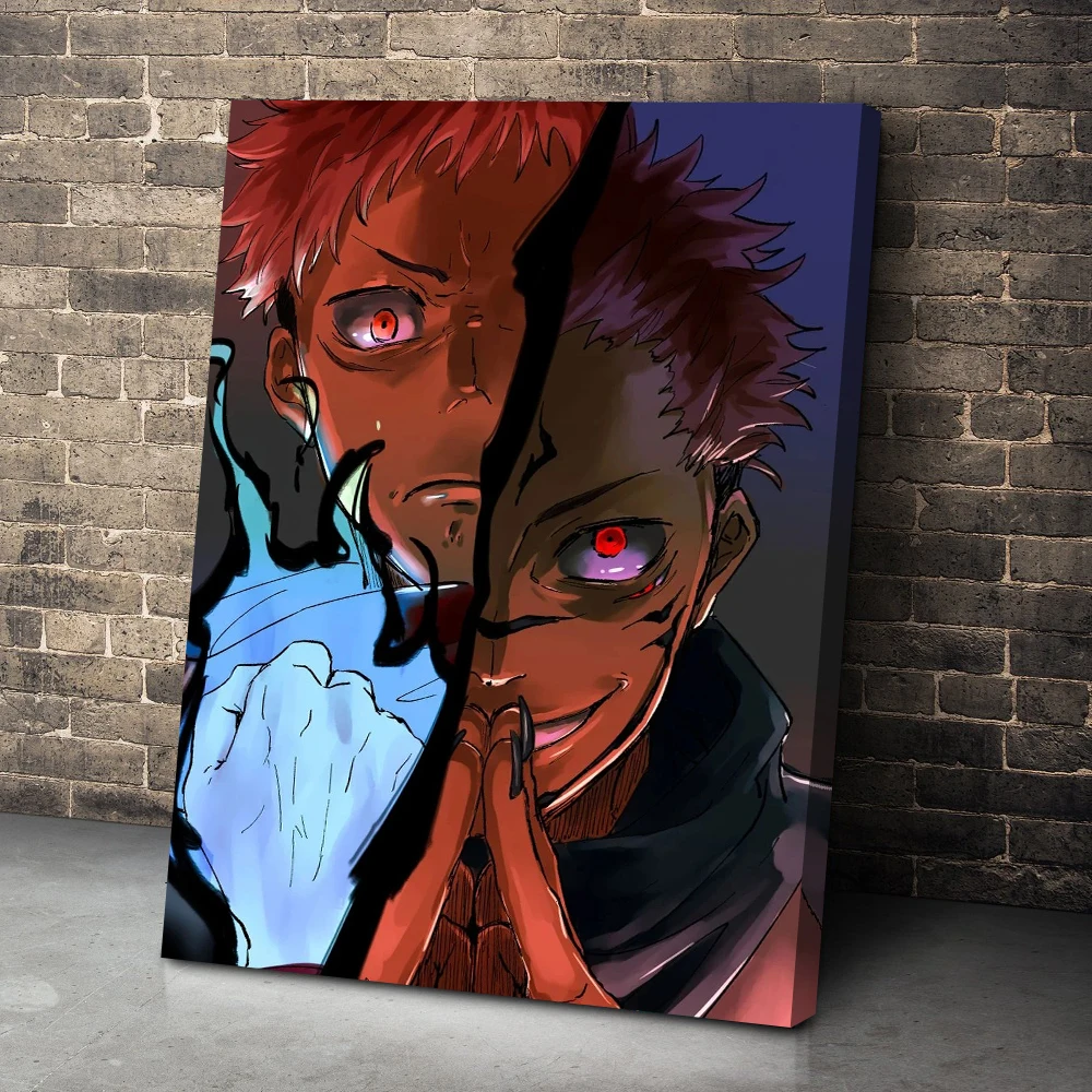 

HD Printed Canvas Sukuna Jujutsu Kaisen Poster Anime Pictures Modular Painting Style Wall Art For Living Room Home Decor Frame