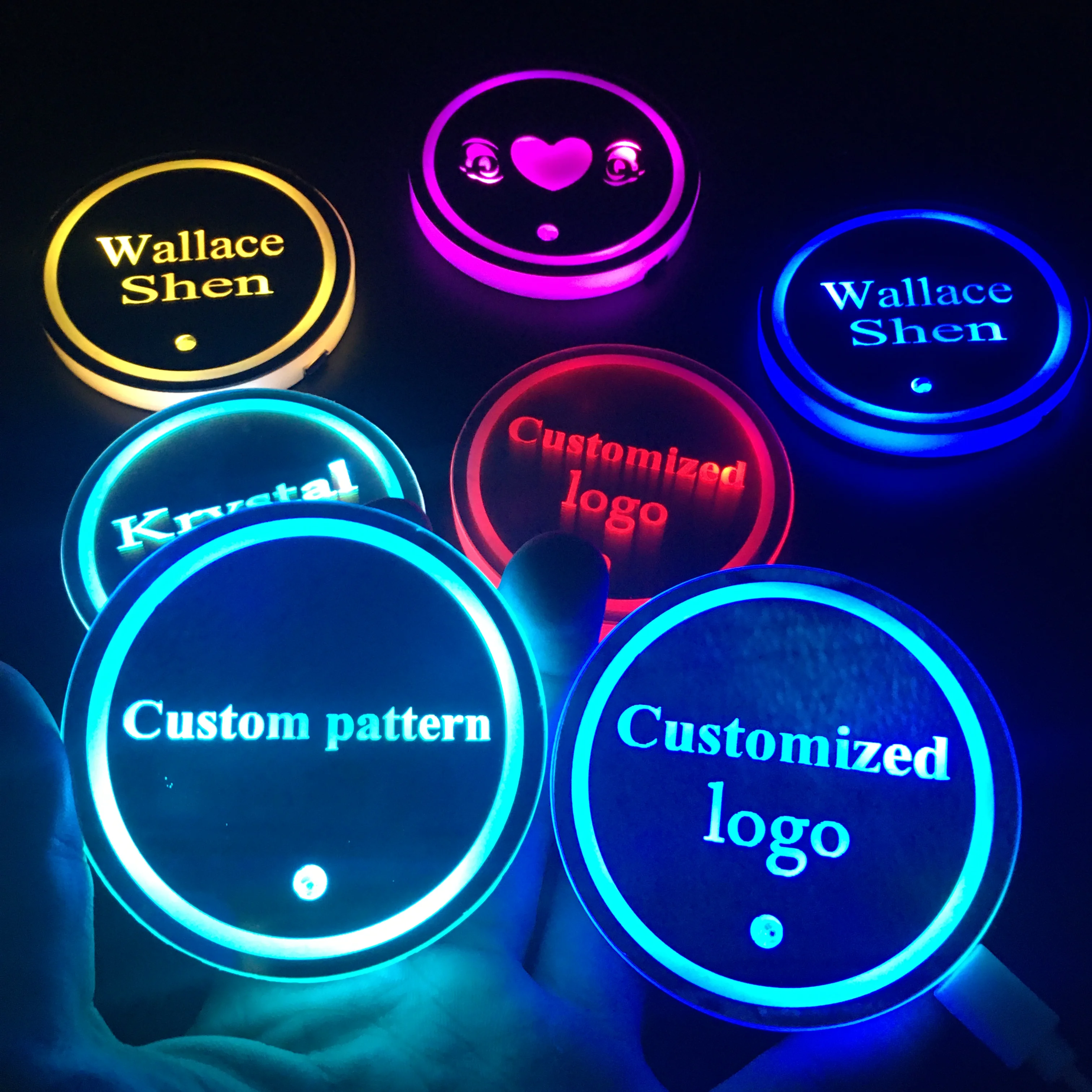 2X Светодиодные Автомобильные лампы для подстаканника с логотипом BMW Audi Mercedes Benz Ford