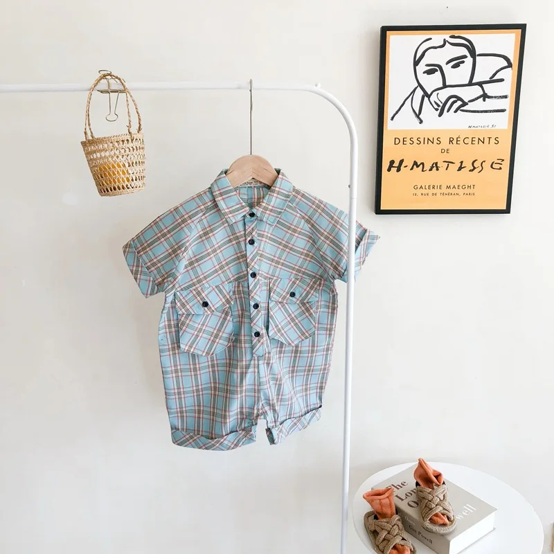 2020 сезон весна лето клетчатые комбинезоны для маленьких мальчиков в Корейском