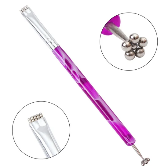 Purple Magnet Pen STZ 5D кошачий глаз Магнитная палочка для ногтей УФ Гель-лак двойная головка магнитная доска полосы линии дизайн краски карандаш для маникюра, инструменты#948 - Цвет: Purple Magnet Pen