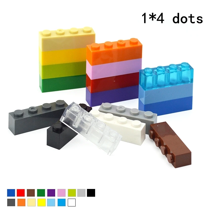 40PCS DIY 1x4 Dots Building Blocks Thick Figures Bricks Educational Creative Size 1*4 Compatible With 3010 Toy for Children | Игрушки и
