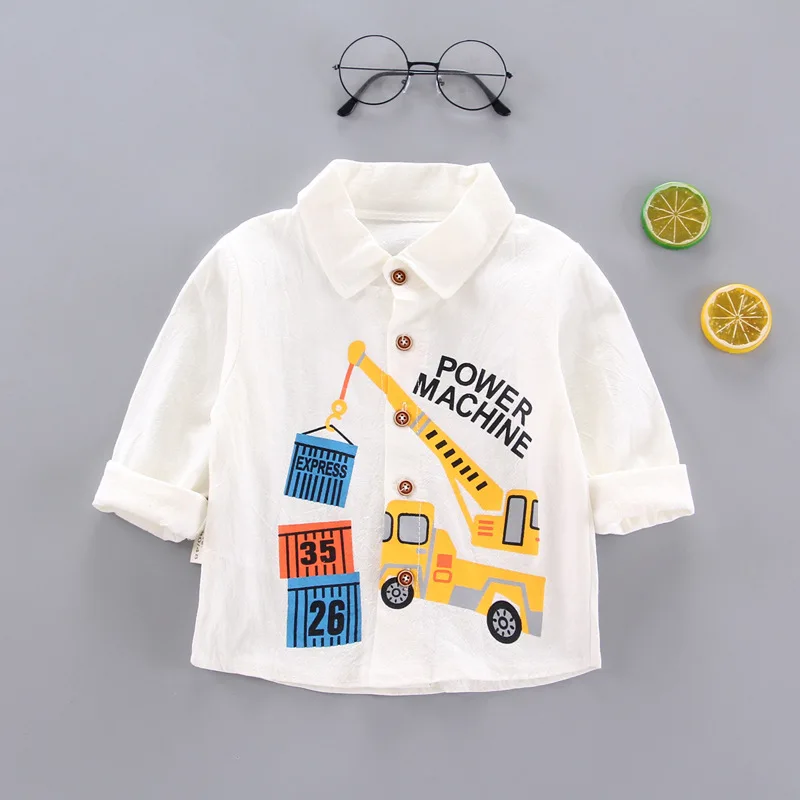 Рубашка с длинным рукавом для мальчиков хлопковая тонкая детская одежда на весну