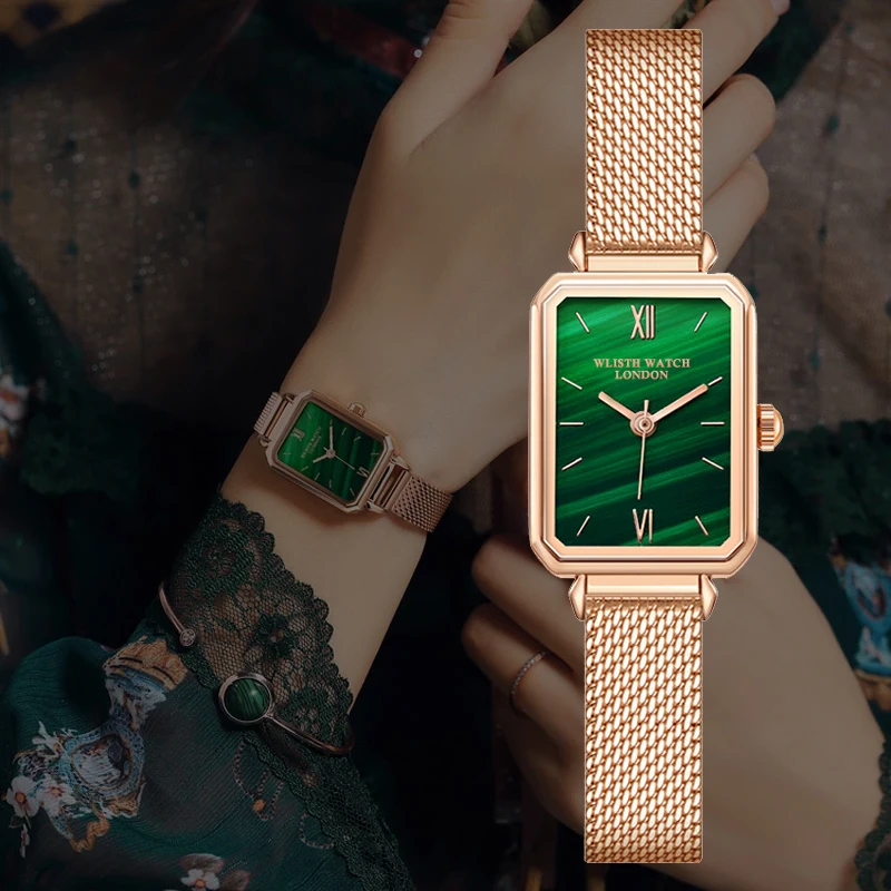 

Women Green Roma Rectangle Dial Watches Luxury Ladies Leather Strap Quartz Wrist Watches Women's Reloj Mujer Zegarek Damski