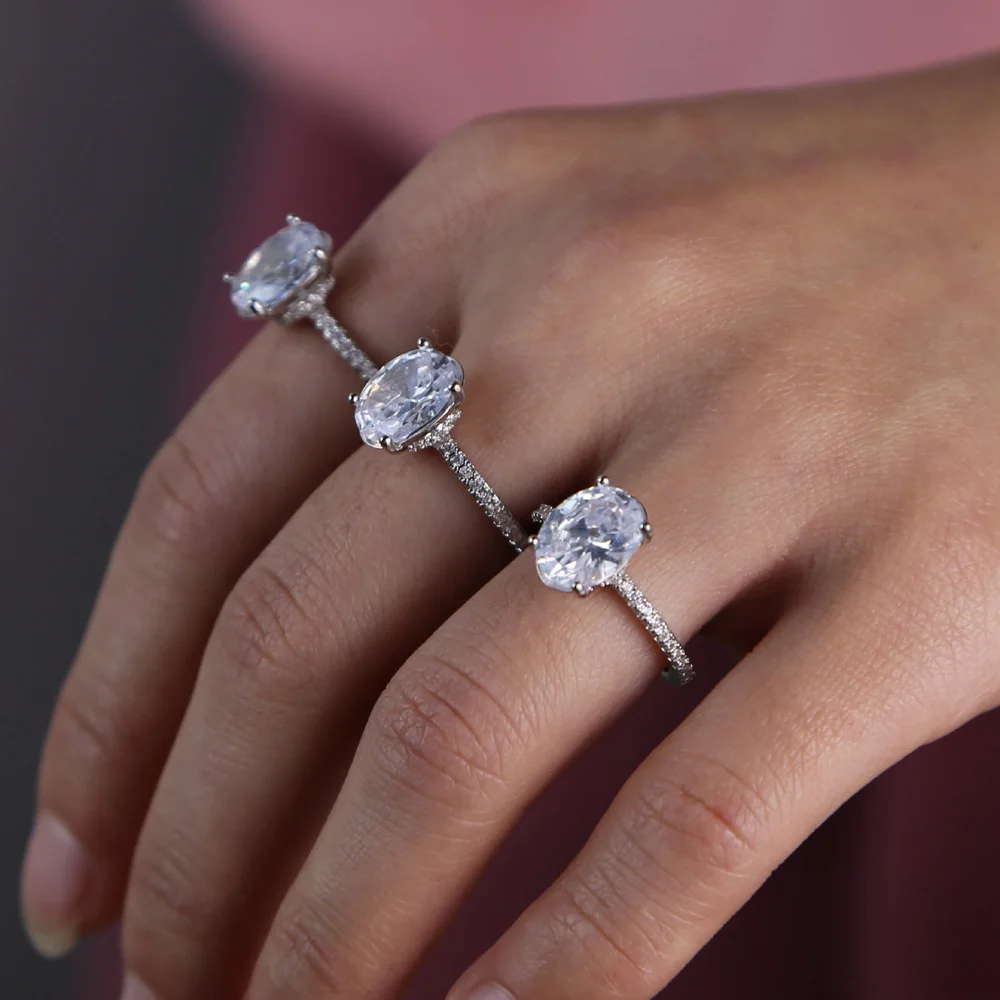 Серебряный цвет обручальное кольцо для женщин 5A фианит овальной формы cz