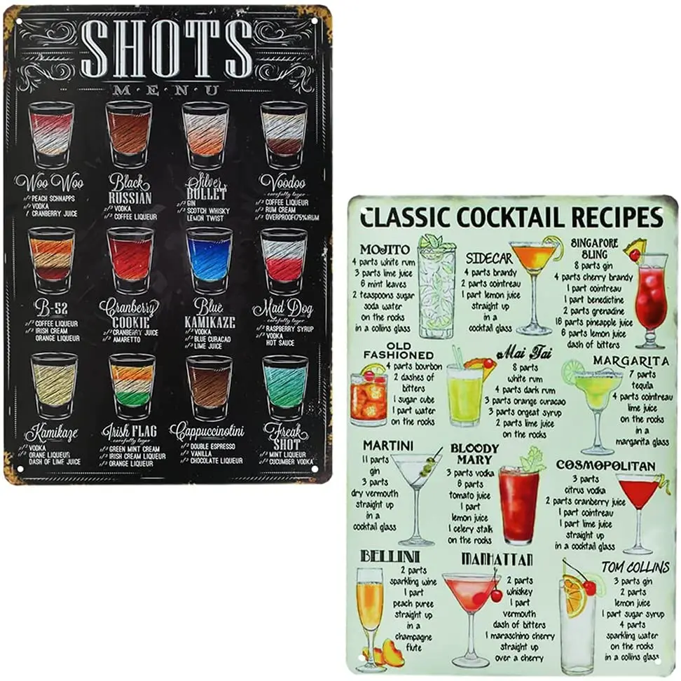 

Metal Signs Cocktail Recipe Vintage Wall Tin Plaque Wall Painting Wall Art Apply To for Outdoor Bar Restaurant Home Decoration