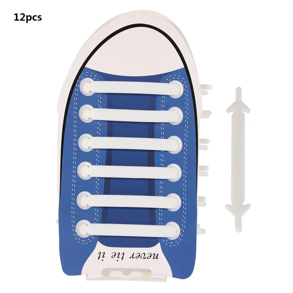 

No Tie ShoelacesWomen Men Unisex Elastic Silicone Shoelaces Rubber Shoelace 12Pcs/Set Creative