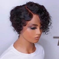 curly human hair wigs pixie cut bob t part lace wigs hd lace human hair wigs curly wig remy 13x1 lace wigs for black women 250