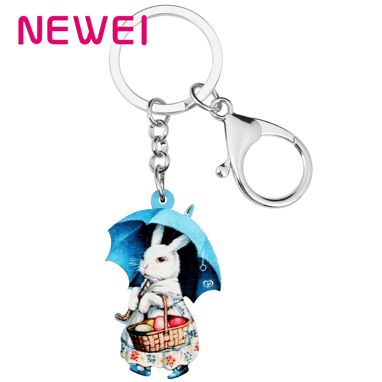 

Newei Acrylic Umbrella Easter Hare Rabbit Bunny Keychains Pet Animal Keyring Jewelry Women Girls Teen Festival Bag Car Accessory