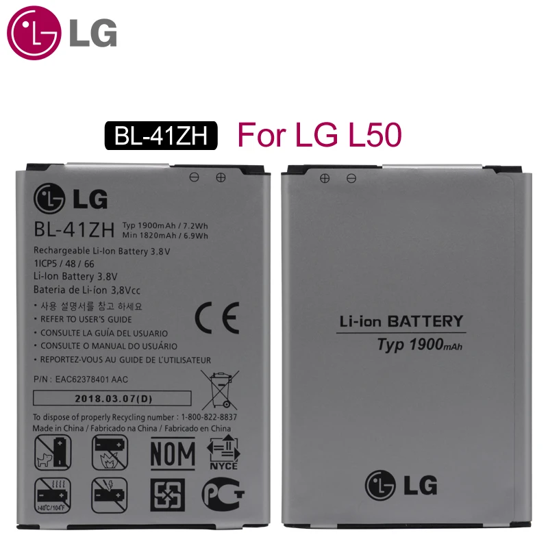 LG оригинальная замена телефон Батарея BL-T9 для LG Nexus 4 5 LG V30 для LG Optimus G Pro LG Leon L50 BL-T5 BL-T34 BL-48TH BL-41ZH - Цвет: BL-41ZH For Leon L50