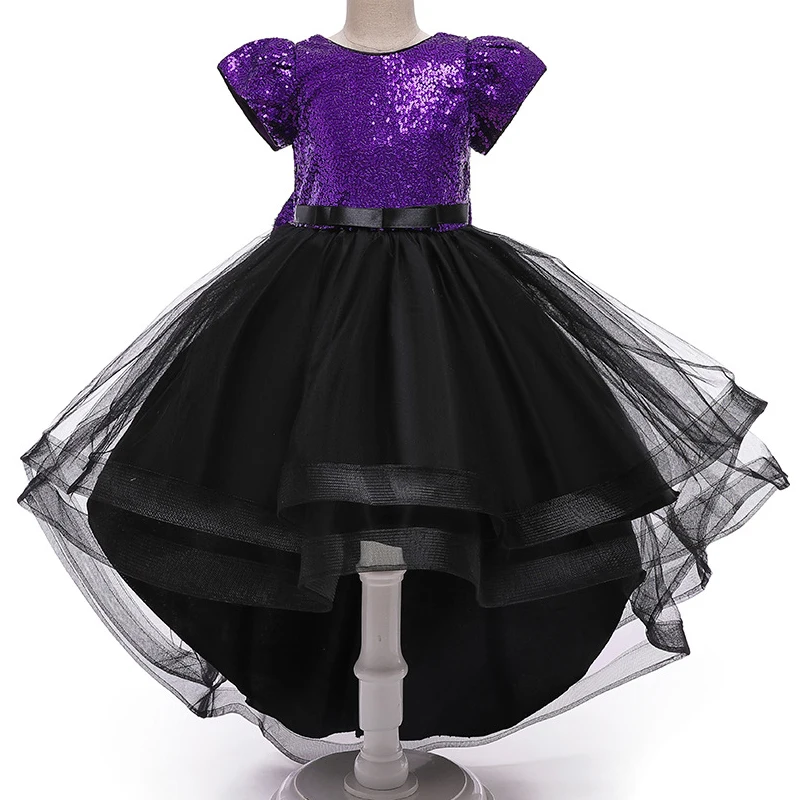 Детское бальное платье с V-образным вырезом и бантом на спине