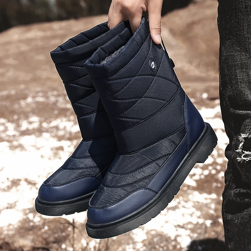 Мужская Повседневная зимняя обувь стеганые сапоги для мужчин на платформе