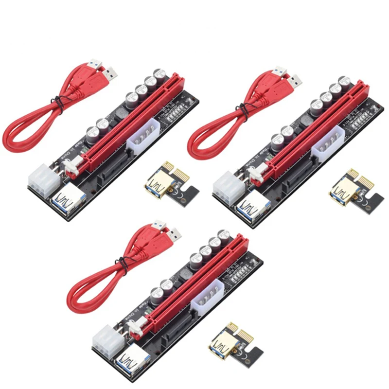 

Новая PCI-E Pcie Riser Express 1X 4x 8x 16x расширитель PCI E USB Райзер графический процессор двойная 6-контактная карта адаптера 6Pin SATA 15pin для майнера BTC