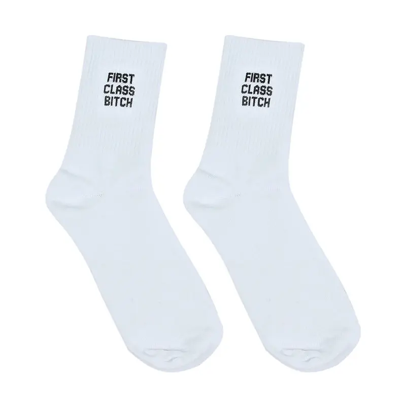 as picture Одна пара дышащих длинных носков унисекс с буквенным принтом забавные хлопковые носки для скейтборда белые носки по щиколотку - Цвет: as picture