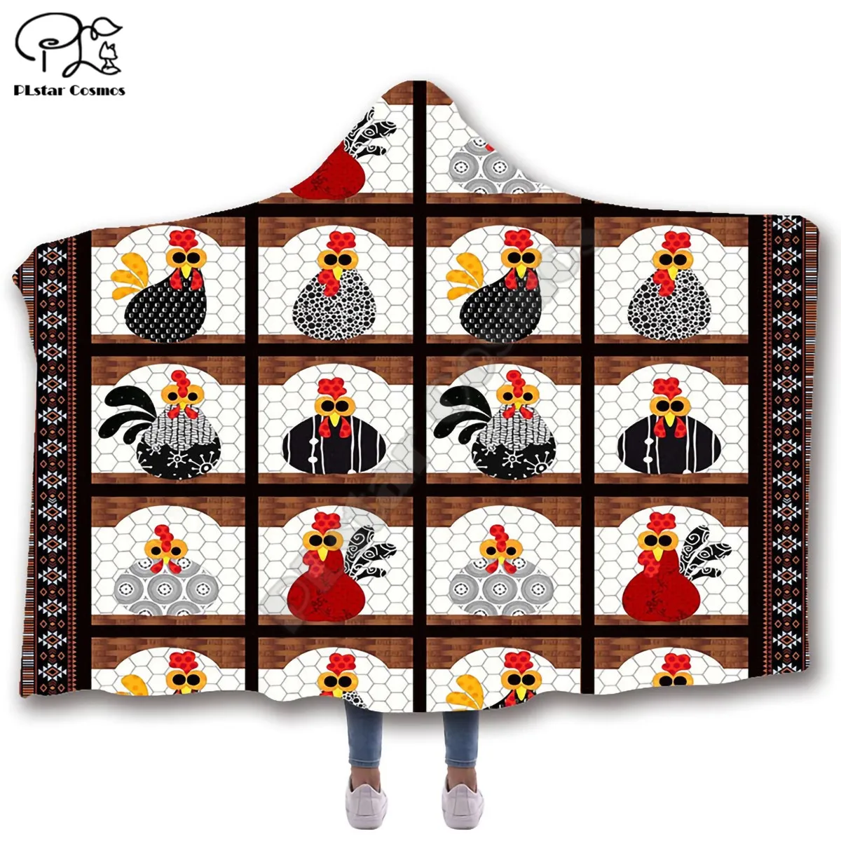Флисовое одеяло с капюшоном и узором в виде петуха | Дом сад