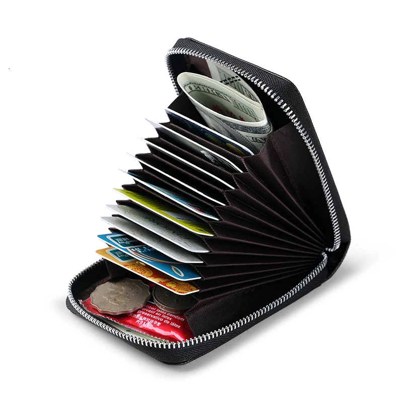 Мужской кошелек на молнии с держателем для карт ремешке из натуральной кожи