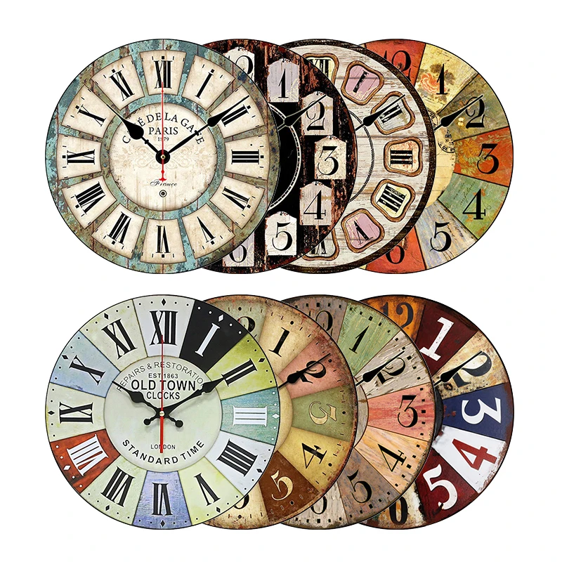 30cm Home Creative Decoration Wooden Retro Wall Hanging Clocks Living Room Decor Quartz Clock Drop Shipping | Дом и сад