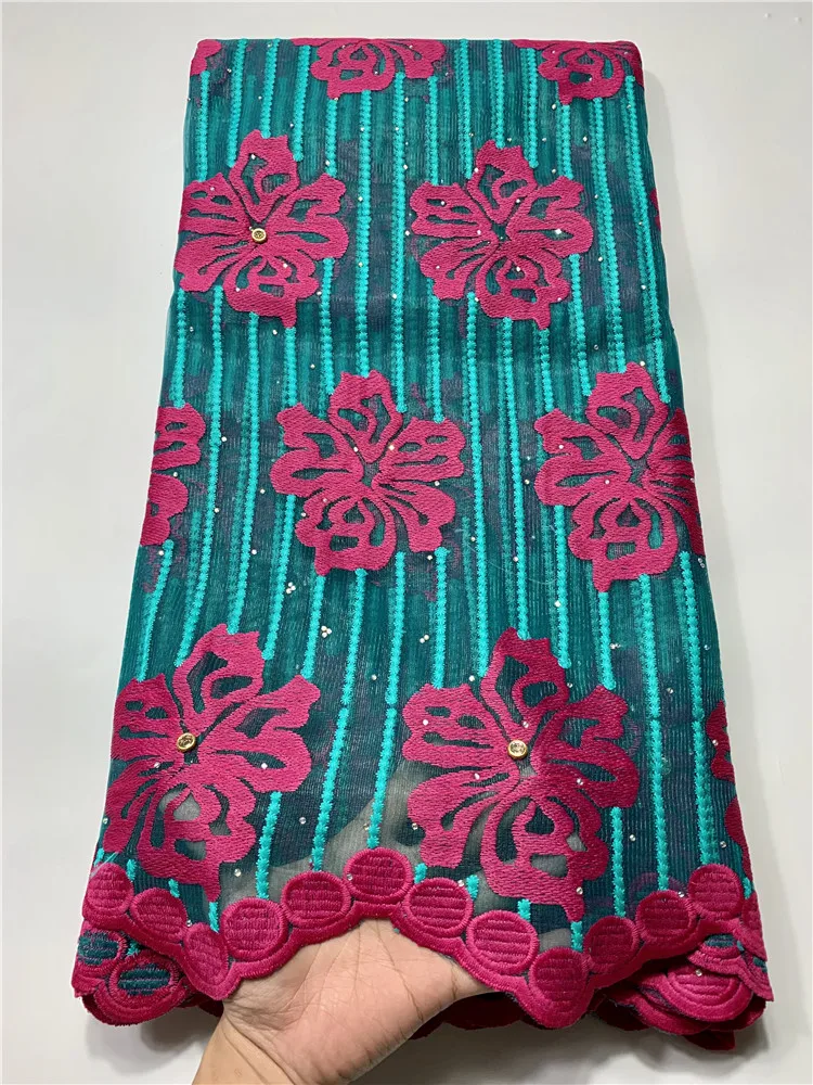 Новейшая французская кружевная ткань высокого качества синяя оранжевая