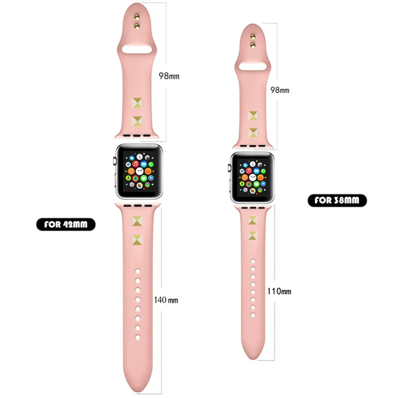 Силиконовый ремешок для apple watch 4 band 44 мм iwatch 42 40 correa 38 два панк заклепки стиль 5 3