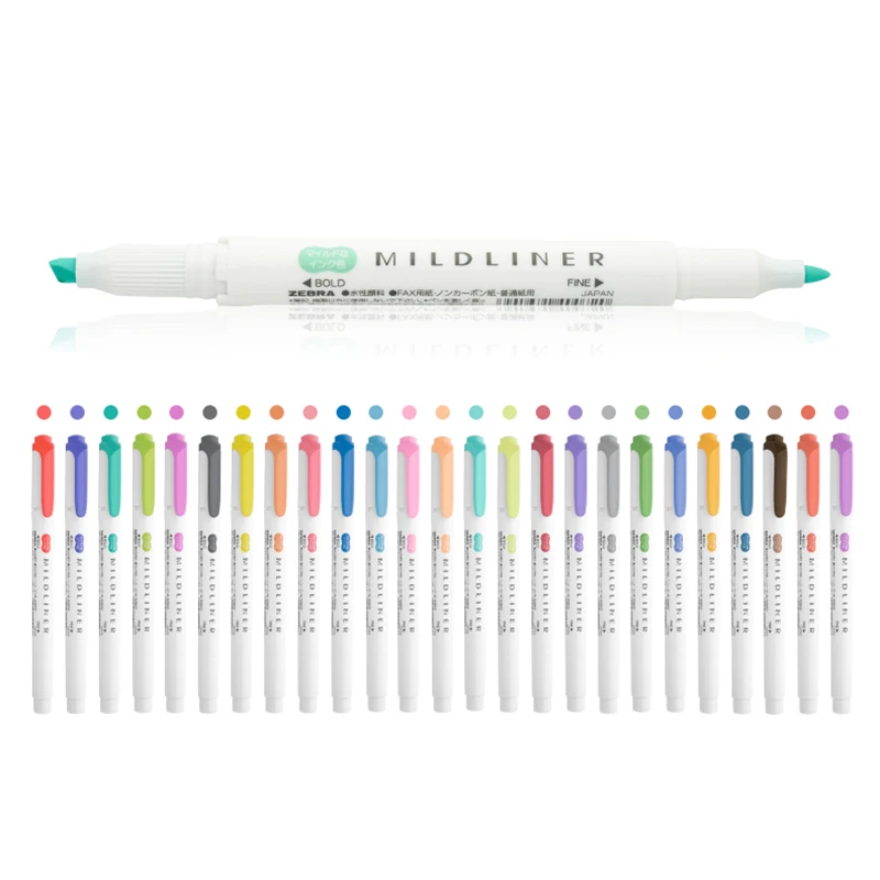1 шт. флуоресцентный двусторонний маркер Mildliner WKT7 серии мягких пастельных цветов