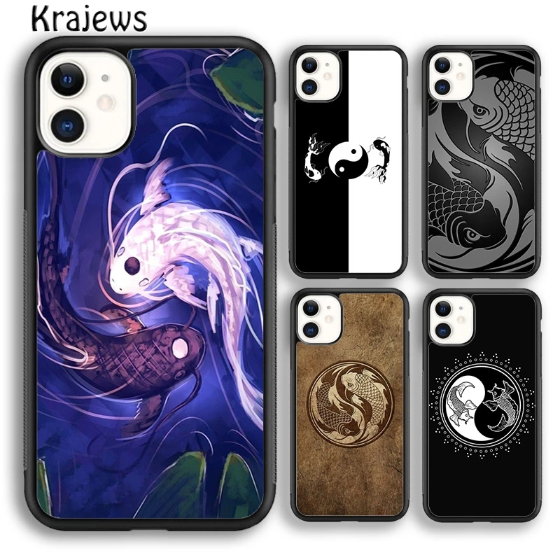 Krajews Koi Carp Fish Yin Yang Phone Case Cover For iPhone 14 5 SE 6s 7 8 plus XR XS 11 12 13 pro max Samsung S21 S22ultra Plus |