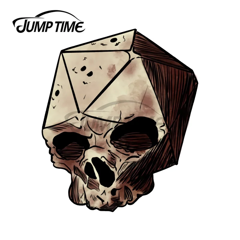 JumpTime 13x6 9 см череп с D20 в форме черепа багажник мультфильм автомобильные наклейки