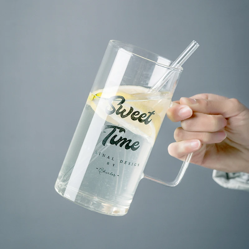 700 мл большая емкость однослойное стекло с ручкой чашка для сока крышкой чая