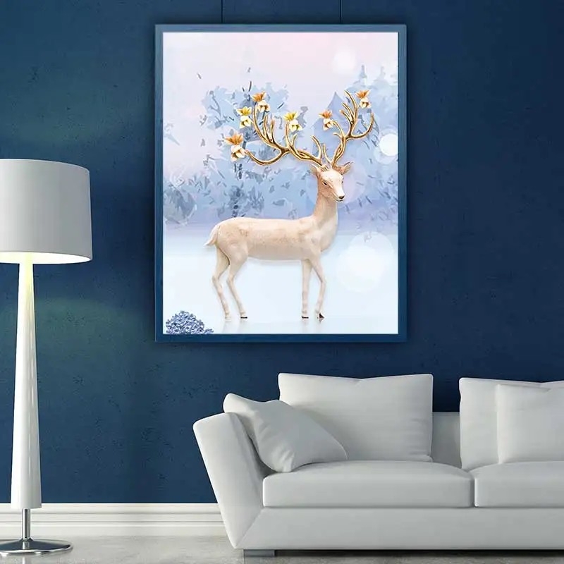

Deer Landscape Living Room Wall Art Posters Bedroom Home Decorative Paintings Pasted Pictures Interior Artistic Decor Customized