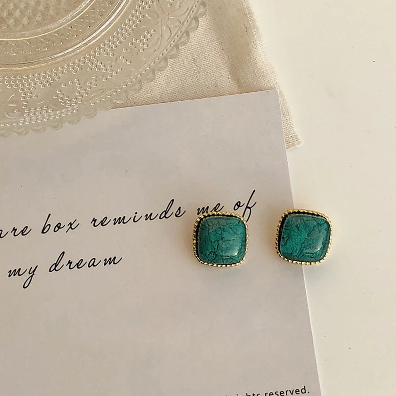 Винтажные зеленые свадебные женские серьги ювелирные изделия золотого цвета