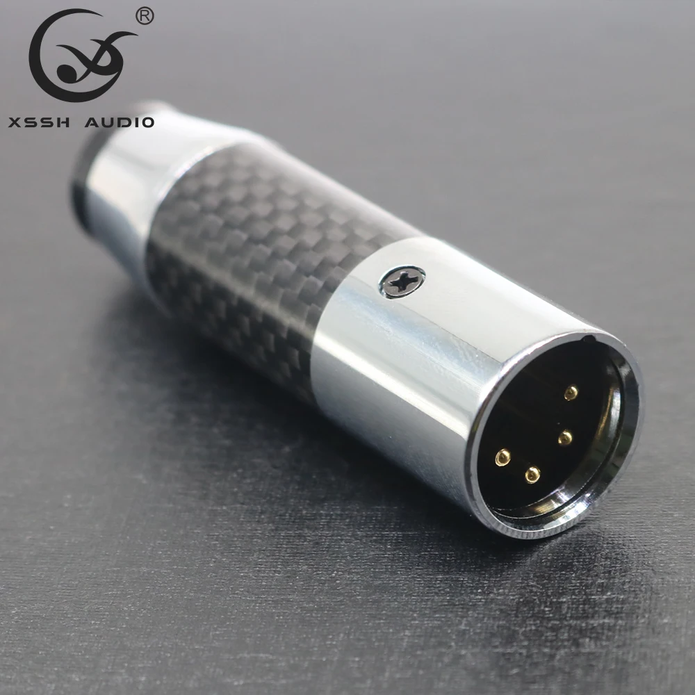 

XSSH Audio YIVO male femle XLR Jack connector Black Carbon Fiber Tellurium copper plating rhodium gold Nylon 4 pins 4 pole XLR