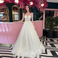 sparkly a line wedding dresses sweetheart spaghetti straps long train beach bridal gowns shiny princess party dresses 2021