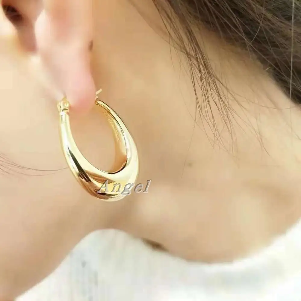 Женские серьги кольца толстые в форме яйца массивное золото 2019|Серьги-подвески| |