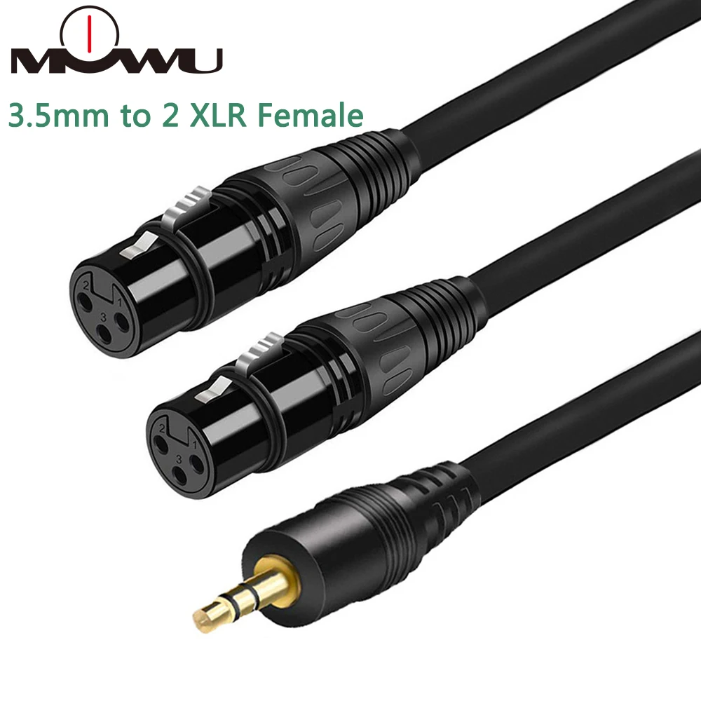 MOWU аудиокабель 0 3 м/1 5 м/3 м/5 м разъем мм на XLR 2 отверстия для усилителя микшерная