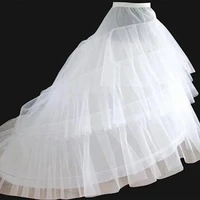 bridal wedding dress with 2 laps large supporting tail hard mesh petticoat 2022
