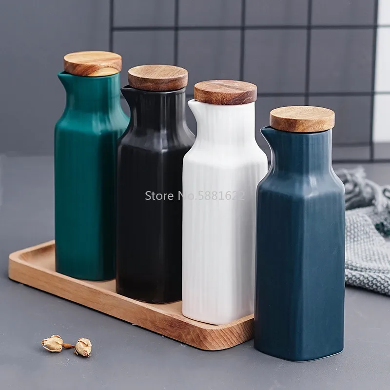 Керамическая соляная банка в японском стиле с бамбуковой крышкой соевый простой