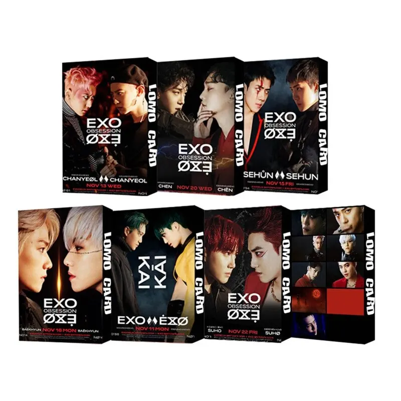 EXO карточки Baekhyun Kai Sehun Chen Lay Chanyeol Photocards Set Kpop LOMO Card Album OBSESSION Poster High Quality Korean Photo