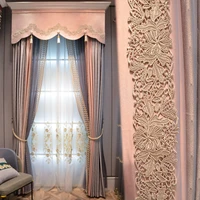 custom curtain american villa luxury living room bedroom window screen pink cloth blackout curtain valance tulle panel c220