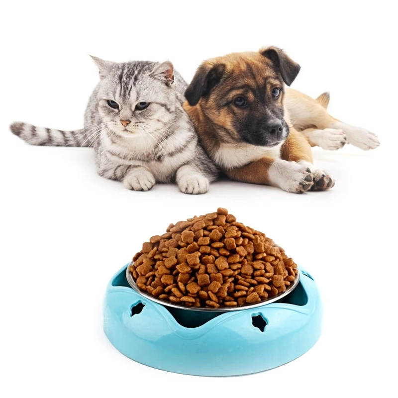 

Q0KF Pet Food/Water Feeder for Cats/Dogs Durable Stainless Steel Portable Food Container Puppy Novelty Bowl