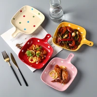 table plates bakeware ceramic dishes for serving baking cheese single handle plate creative baking plates for food household