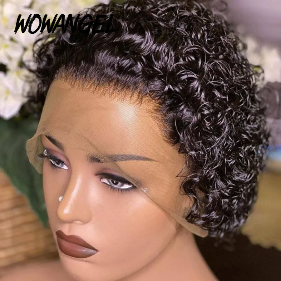 

250% Density Pixie Cut Wig Human Hair Wigs Short Curly Wigs Bob Wig Transparent Lace Front Human Hair Wigs Lace Frontal Wig Remy