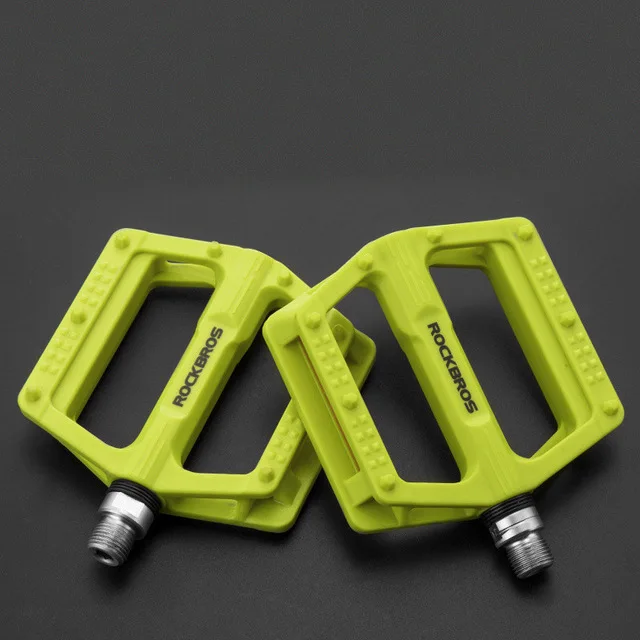 2016-12DYellow Green ROCKBROS велосипедные педали сверхлегкие противоскользящие горные велосипедные педали герметичный нейлоновый подшипник MTB Bicicleta велосипед Плоские велосипедные части - Цвет: 2016-12DYellow Green