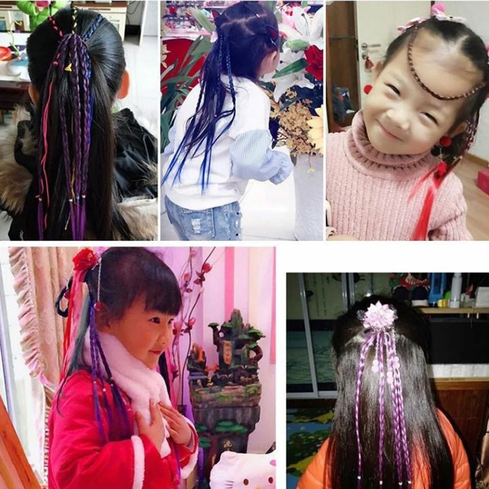 

Girls Colorful Wigs Ponytail Hair Ornament Headbands Rubber Bands Beauty Hair Bands Headwear Braid Kids Gift Hair Accessories