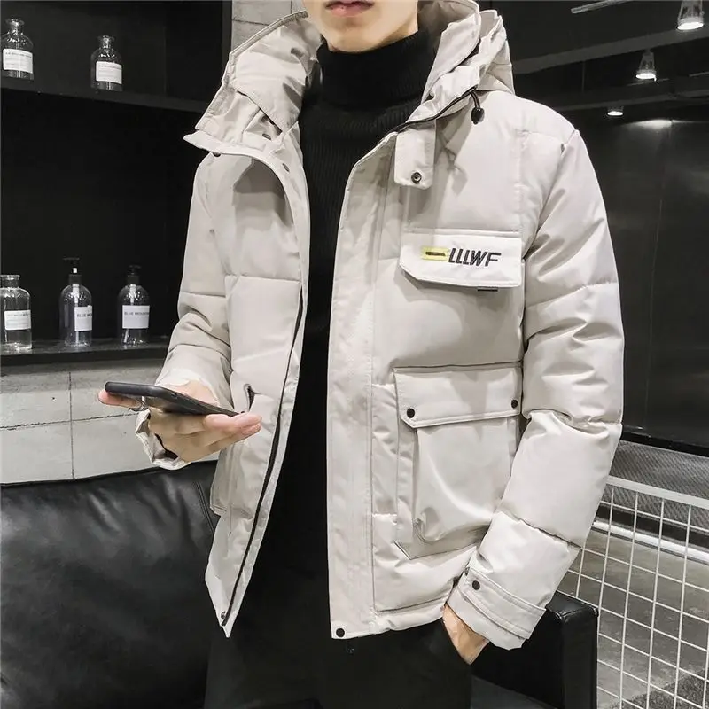 

2021 new men's winter hooded solid color 5 colors thicken and warm hooded outwear coat size 5xl parka big pockets casual jacket