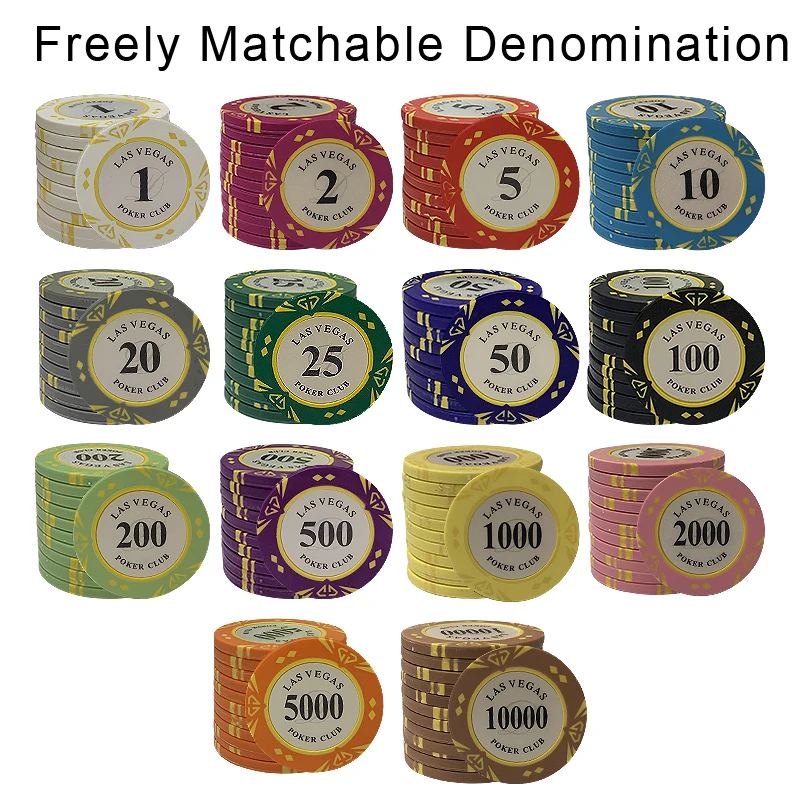 набор для покера 100/200 шт глиняные фишки в Лас Вегасе Настраиваемые ациловые