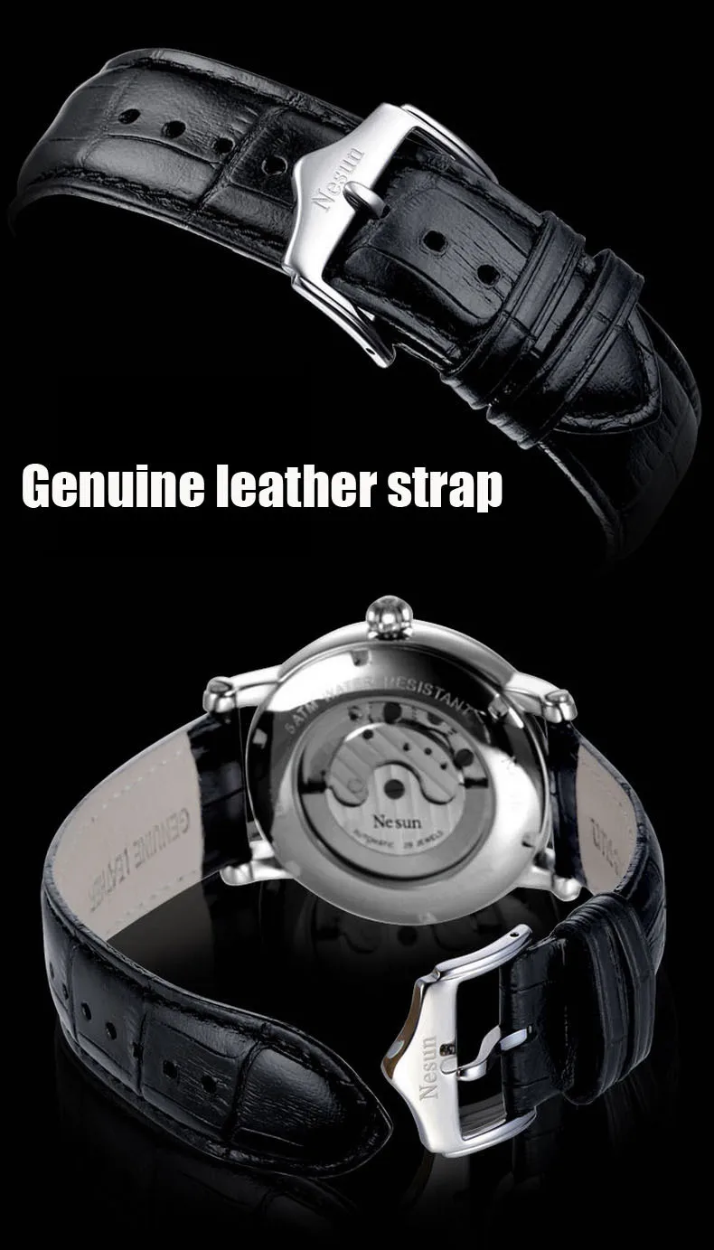 Швейцарские роскошные Брендовые Часы Nesun Hollow Tourbillon, Мужские автоматические механические часы, сапфировые водонепроницаемые часы N9081-4